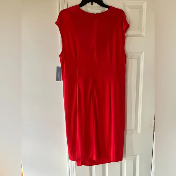 NWT Woman’s Plus Size Red Cowl-Neck Faux Wrap Sheath Midi Dress 18W - Picture 3 of 6